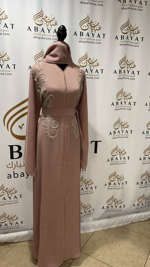 Elegant Pink and Silver Abaya