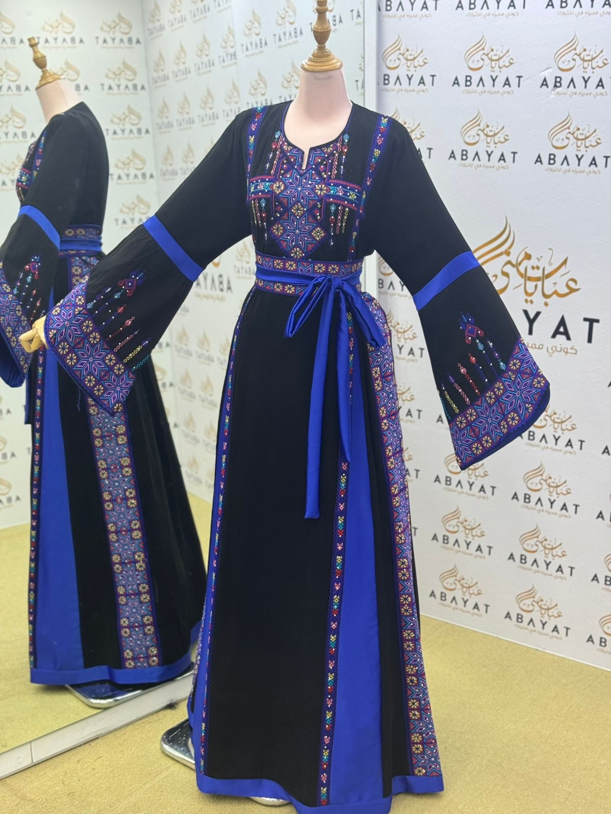 Black Embroidery Embellished Tatreez Thobe