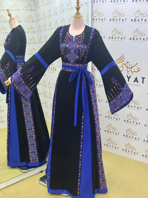 Black Embroidery Embellished Tatreez Thobe