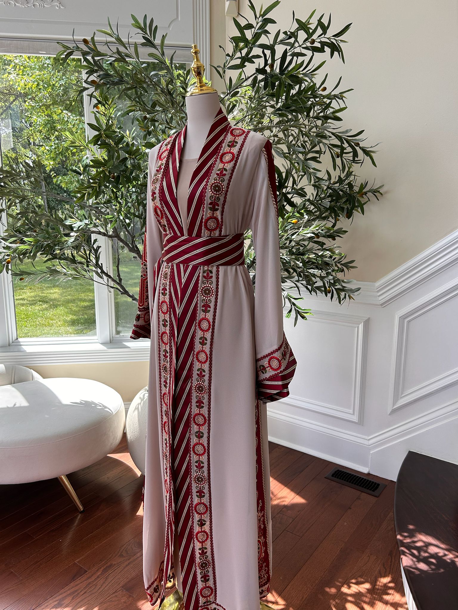 Cream Tatreez Two Piece Thobe
