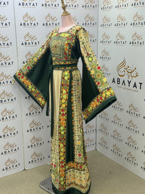 Majestic Green & Ivory Palestinian Style Thobe