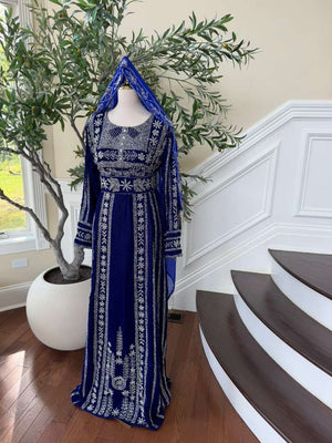 Blue Stone Elegance Embroidered Thobe