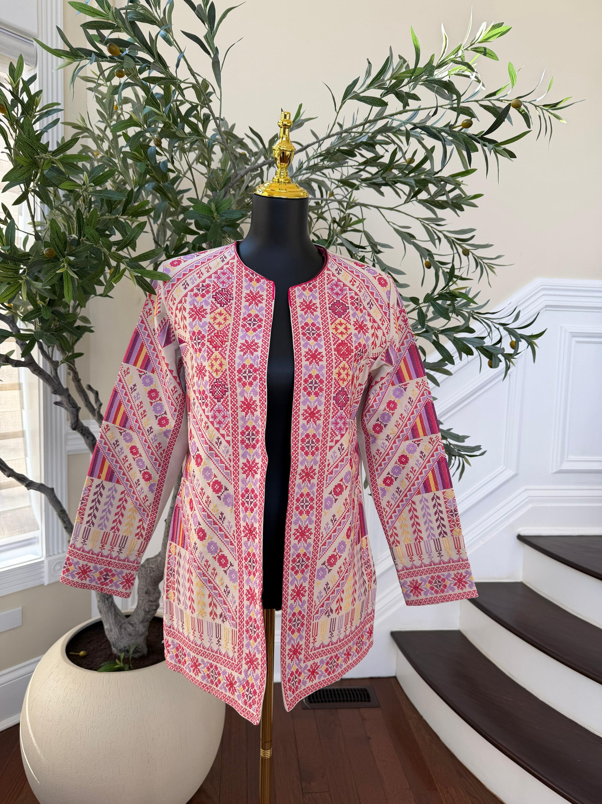 Pink Embroidery Tatreez Jacket