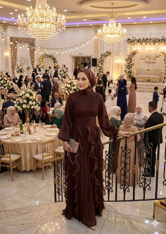 Maroon Ruffled Elegance Maxi Dress