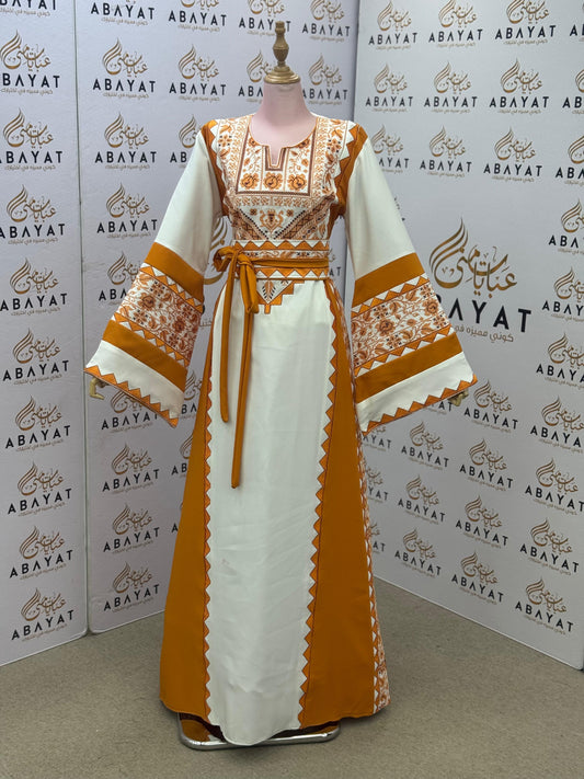 Cream & Saffron Traditional Artistry Thobe