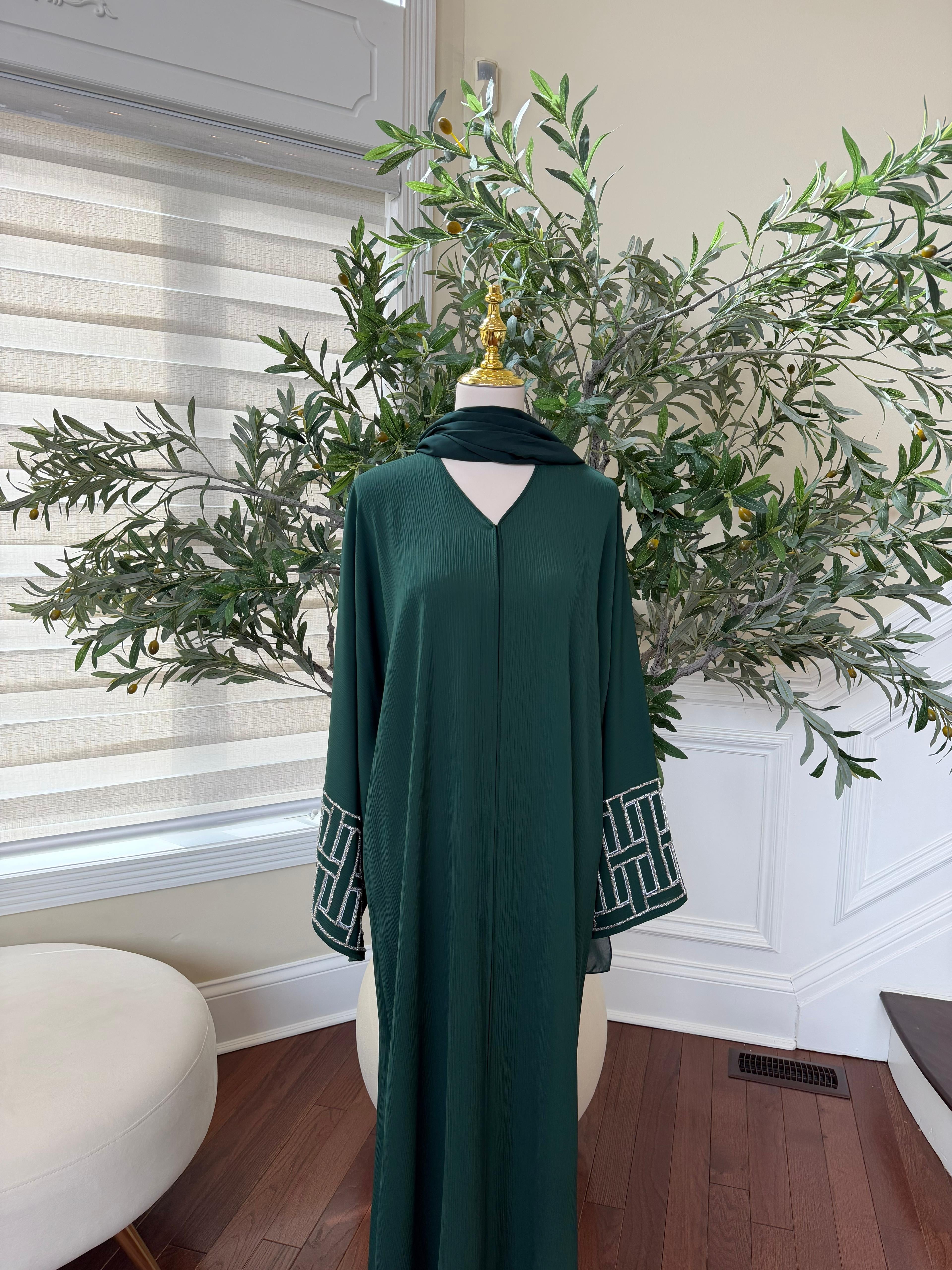 Green Silver Essence Abaya