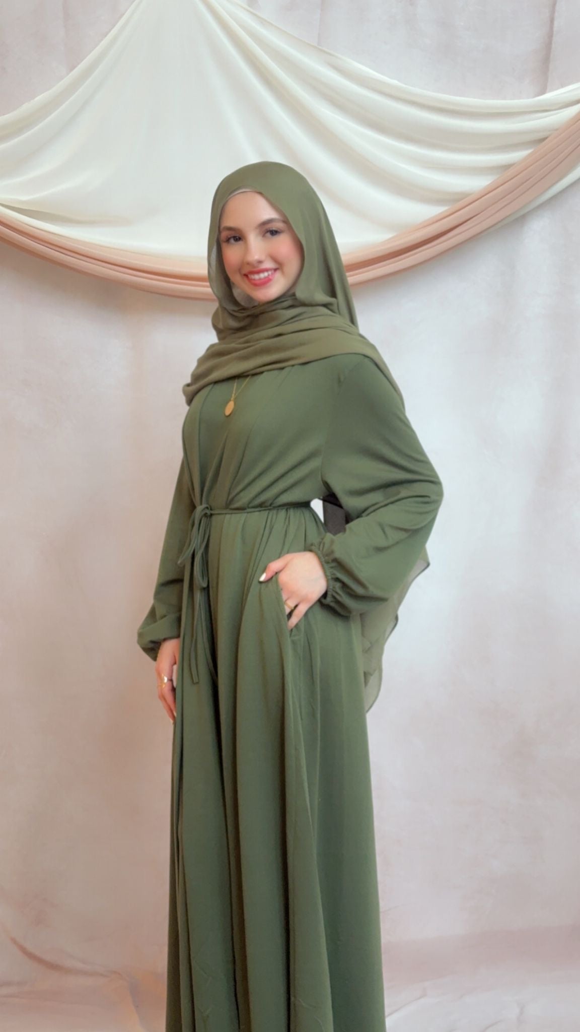 Green Two Piece Abaya Set