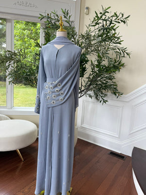 Baby Blue Sleeve Charm Abaya