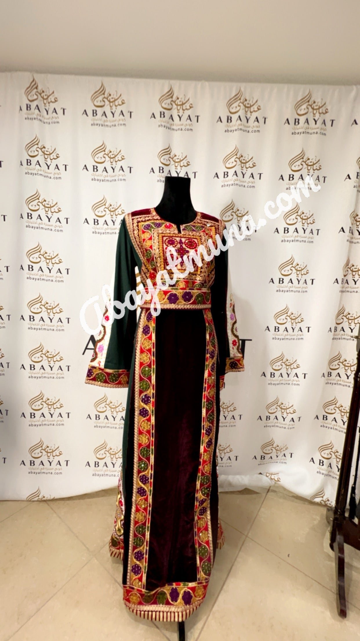 Velvet Maroon Palestinian Fellahi Thobe 9198796