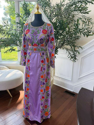 Lavender Floral Beaded Stone Thobe