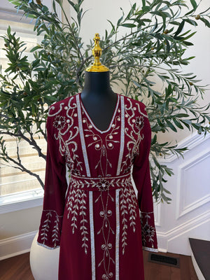 Royale Red Beaded Two Piece Kuftan