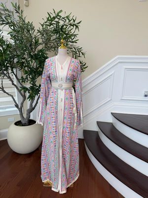 Embroidery Sequene White Kuftan