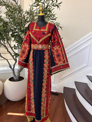 Navy Blue Elegance Tatreez Thobe