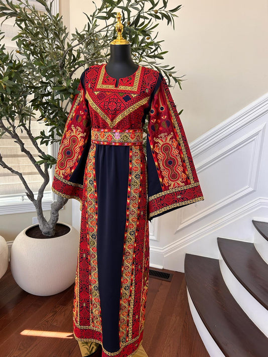Navy Blue Elegance Tatreez Thobe