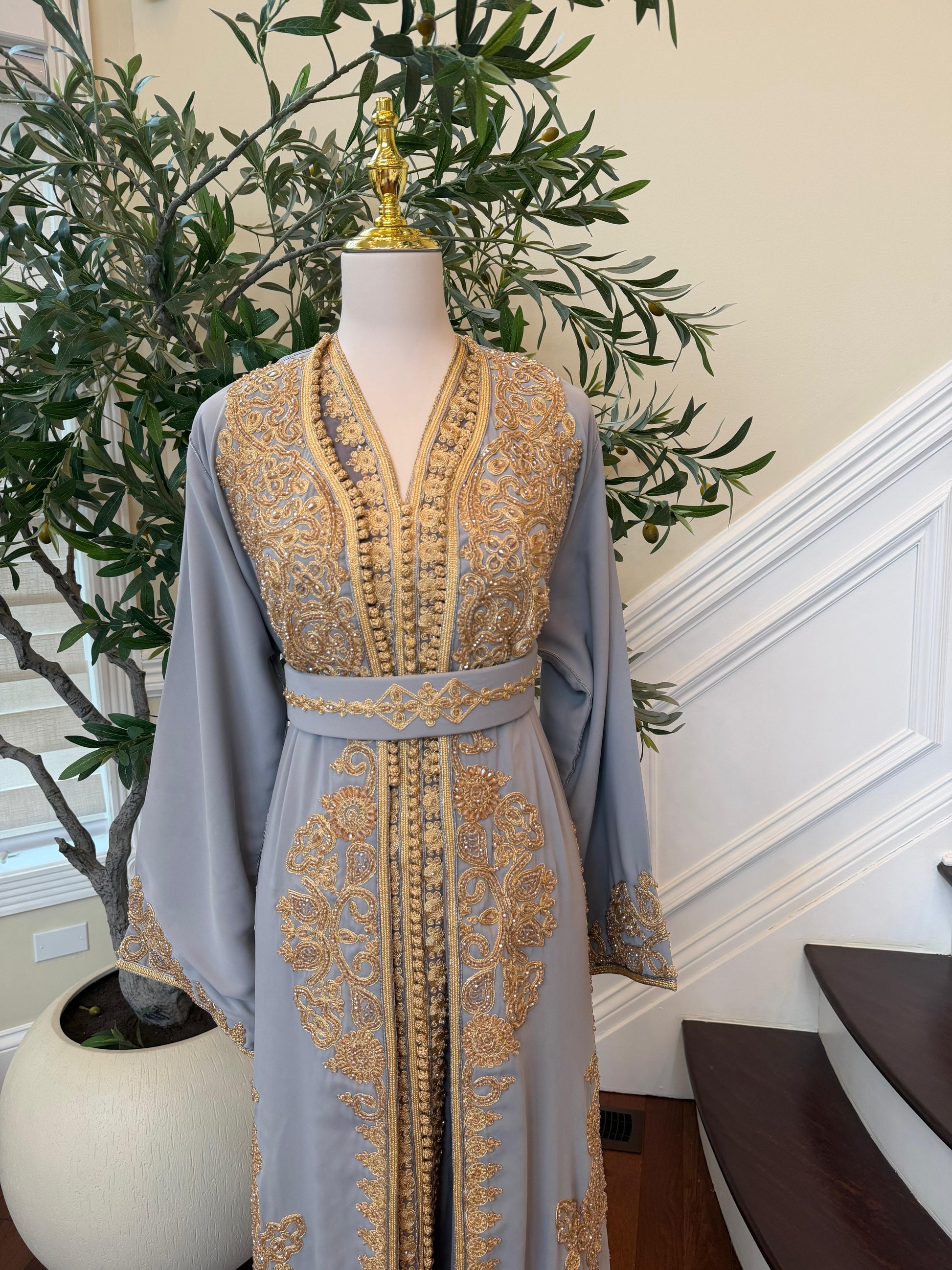 Grey Golden Charm Luxe Kuftan