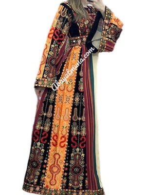 Embroidered Palestinian Dress Long Sleeves #A8890