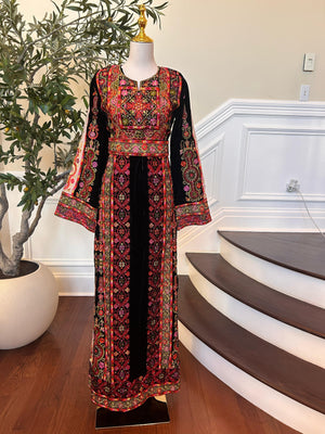 Black Velvet Tatreez Embroidered Thobe