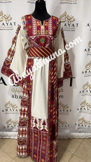 Ivory Traditional Embroidered Palestinian Thobe 9199039