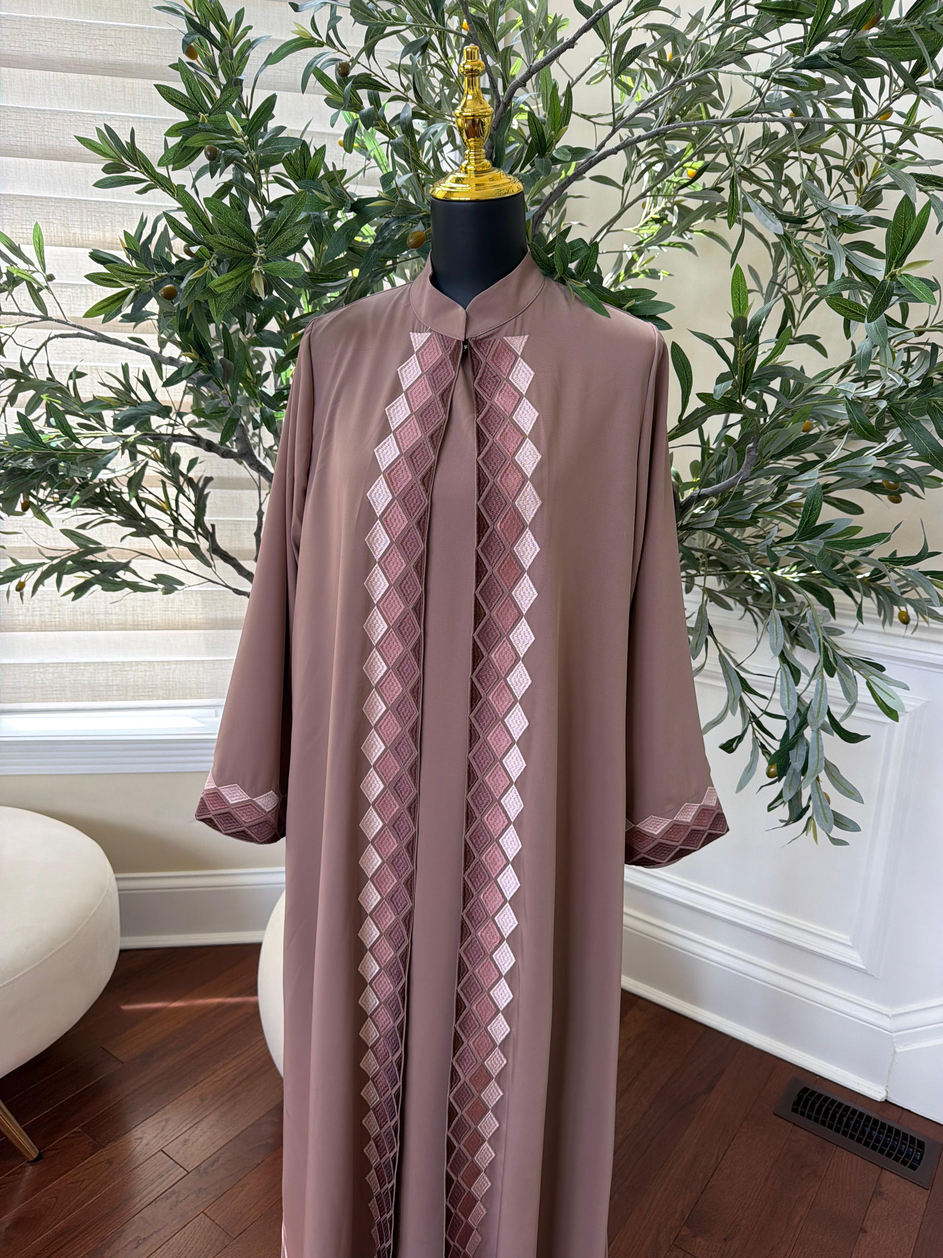 Rose Pink Two Piece Cardigan Abaya