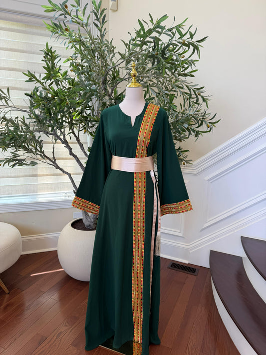 Green Embroidery Sabal Kharaz Thobe