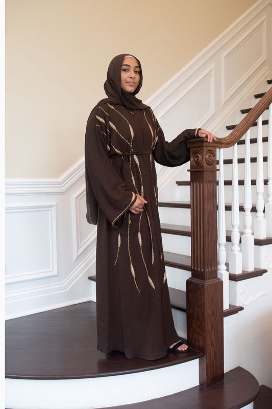 Golden Brown Elegance Abaya