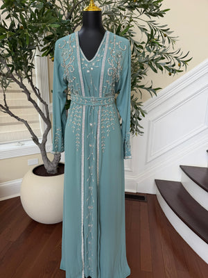 Baby Blue Beaded Charm Kuftan