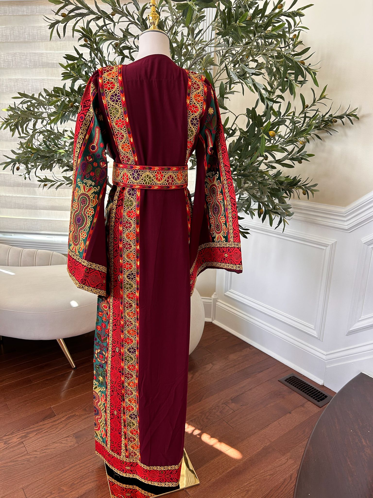 Burgundy Tatreez Embroidery Thobe