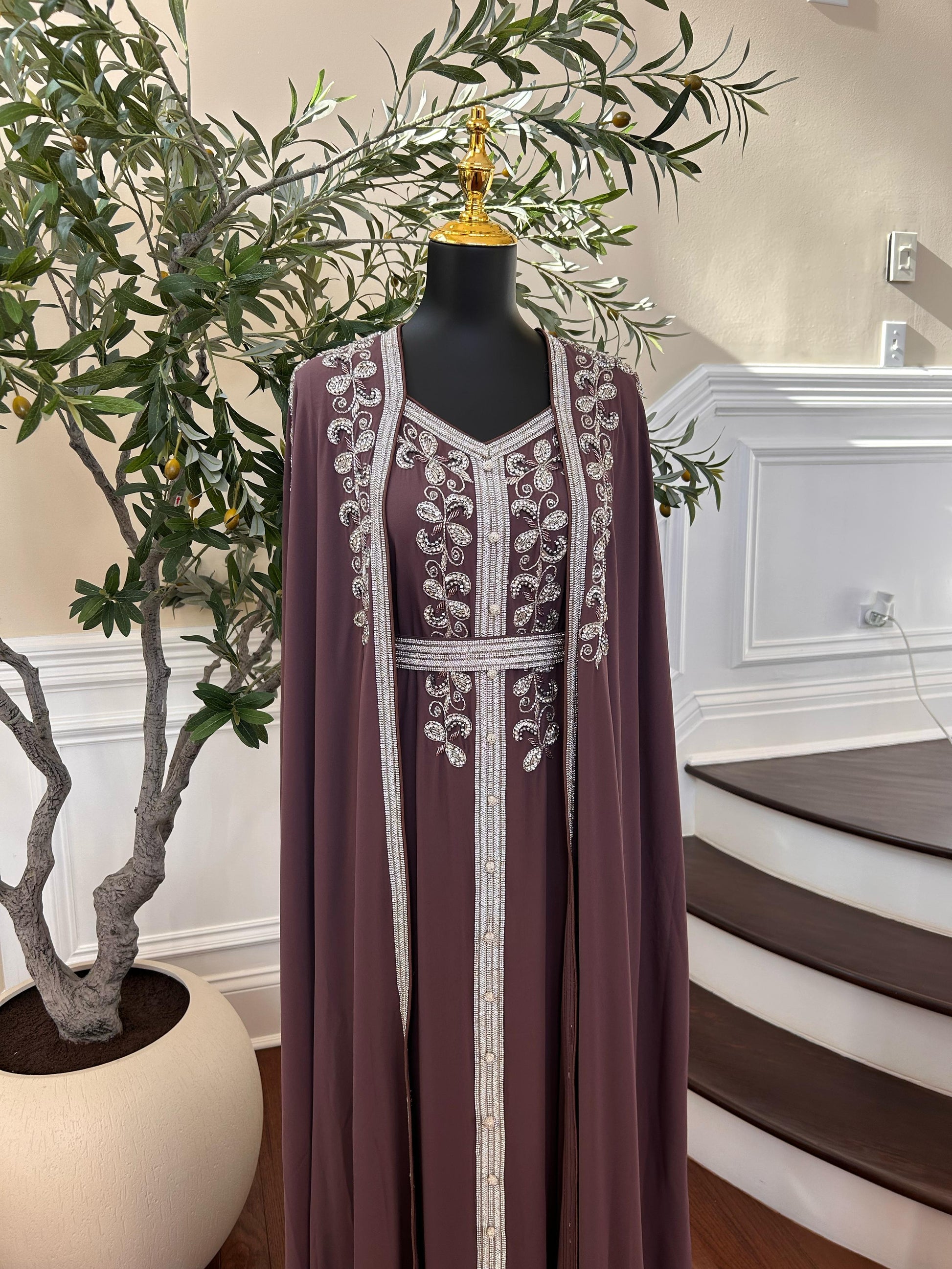 Purple Beaded Stone Kuftan