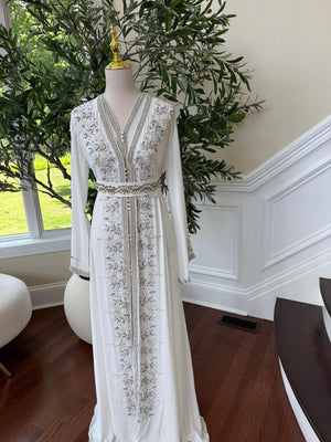 White Beaded Embroidery Kuftan