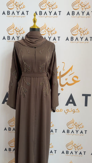 Light Rose Purple Beaded Abaya