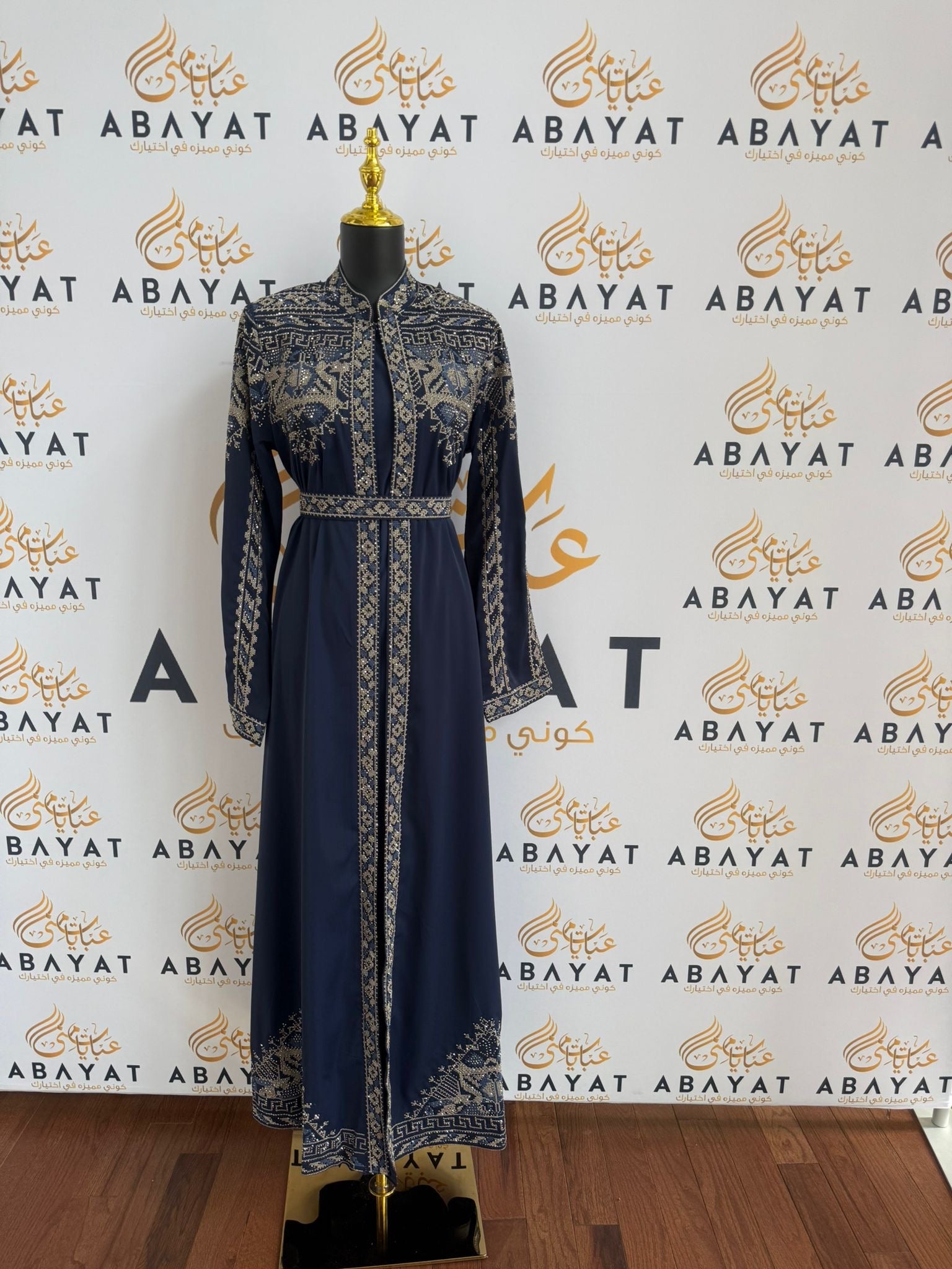 Elegant Navy Blue Tatreez Dress