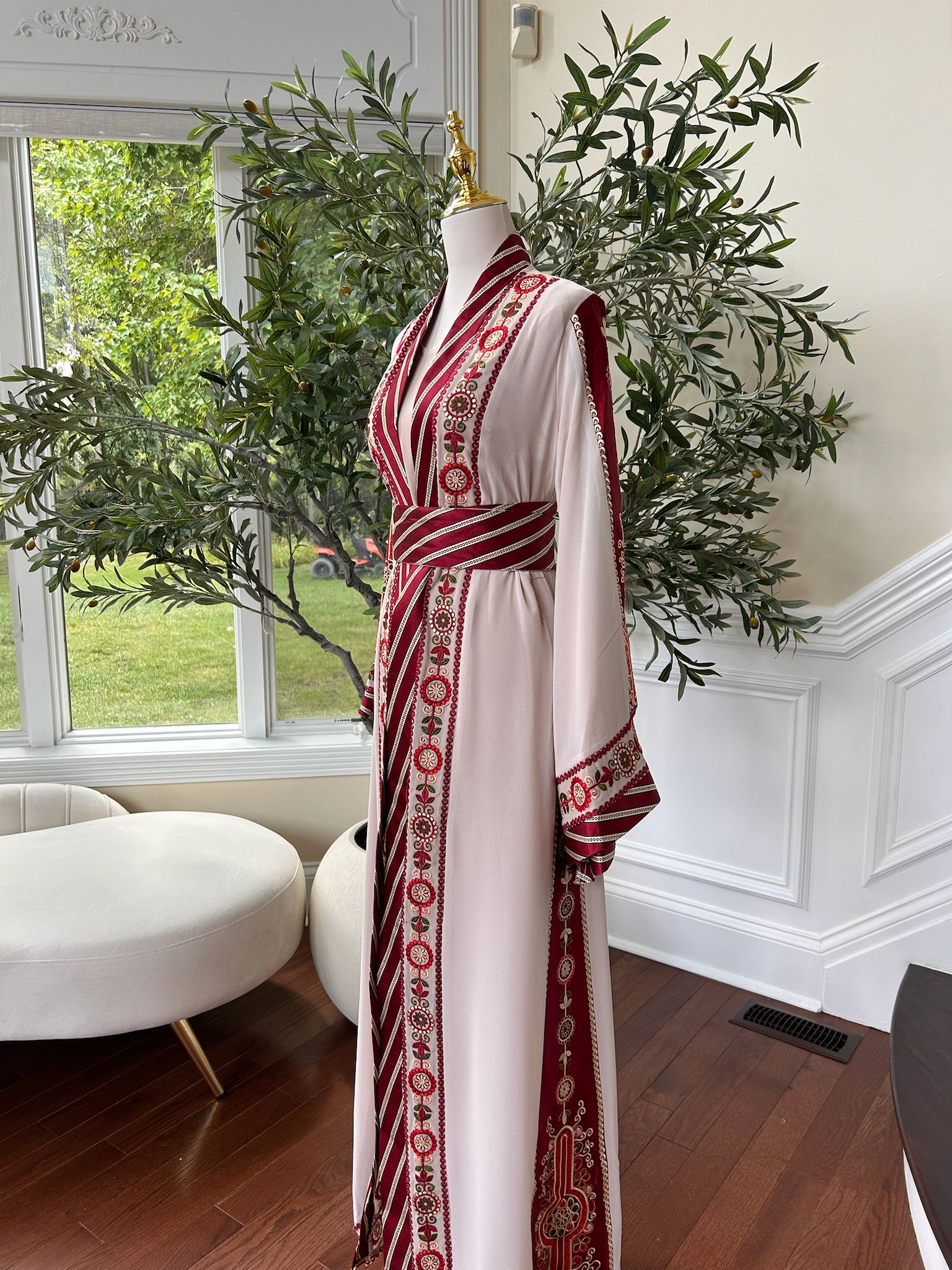Cream Tatreez Two Piece Thobe