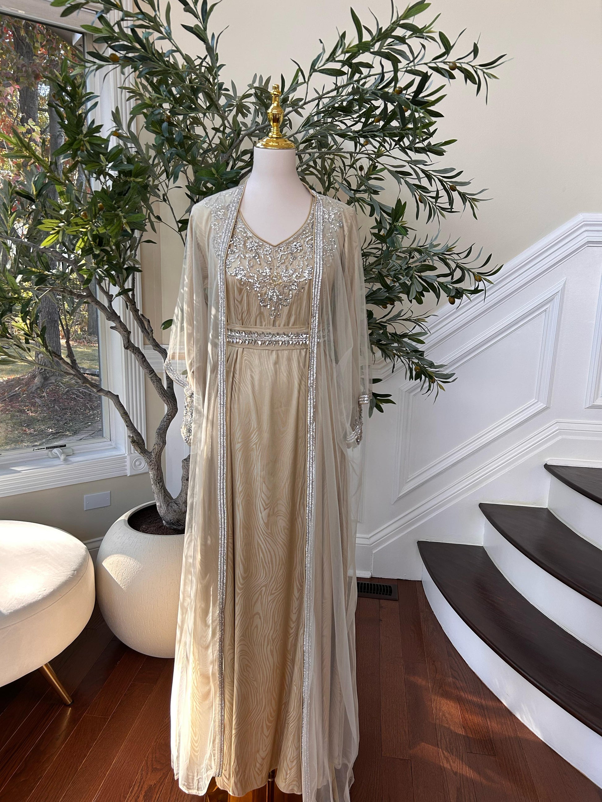 Golden Cream Radiance Beaded Kuftan