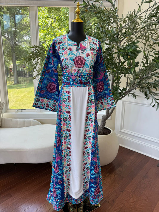 Blue Embroidery Tatreez Thobe /A