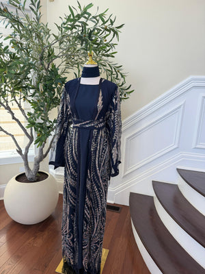 Blue Sparkle Cardigan Abaya