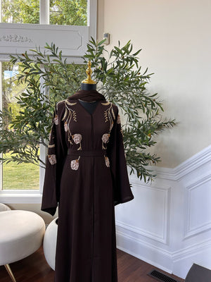Brown Floral Essence Abaya