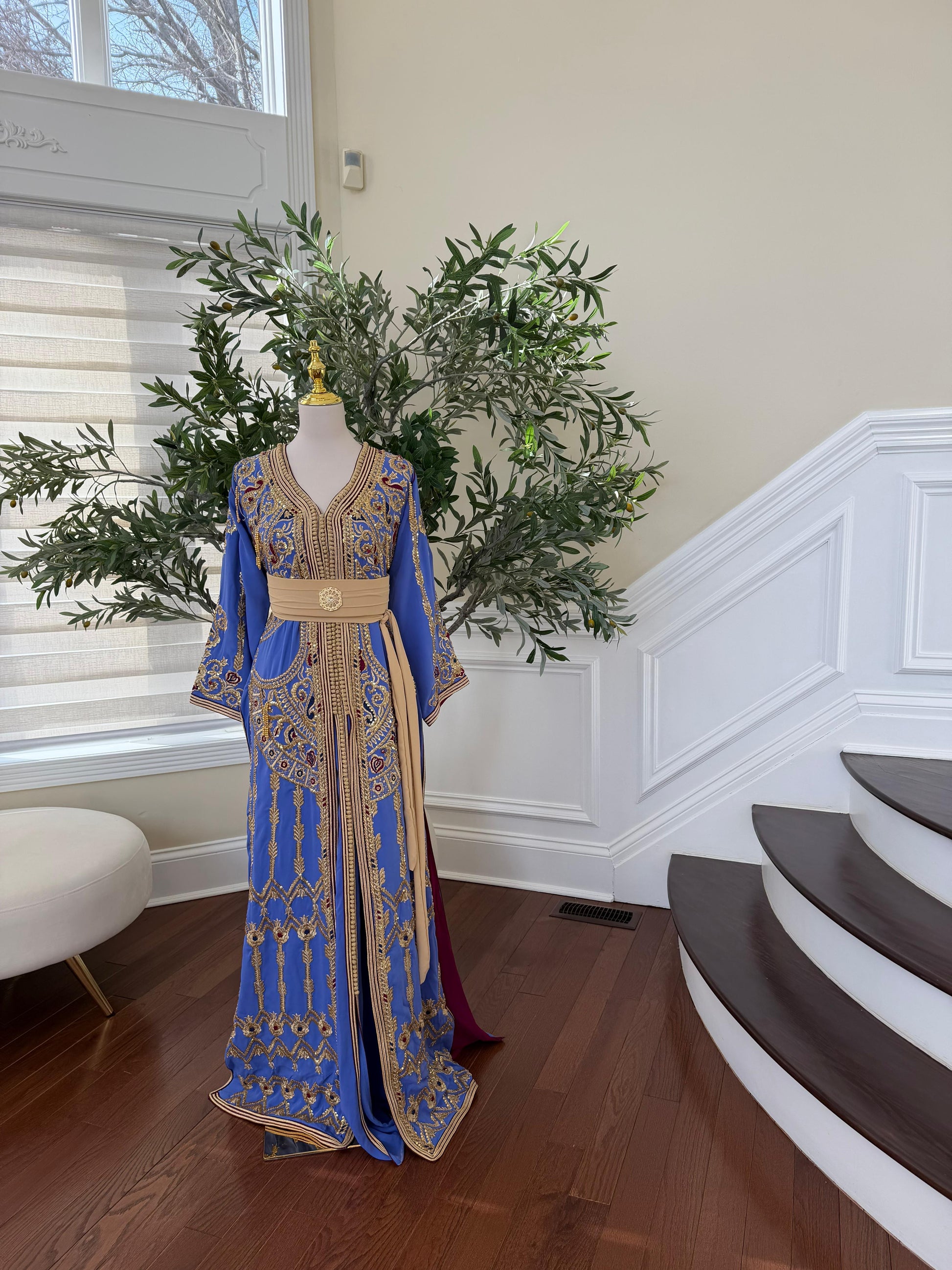 Lavender Golden Beaded Embroidery Kuftan