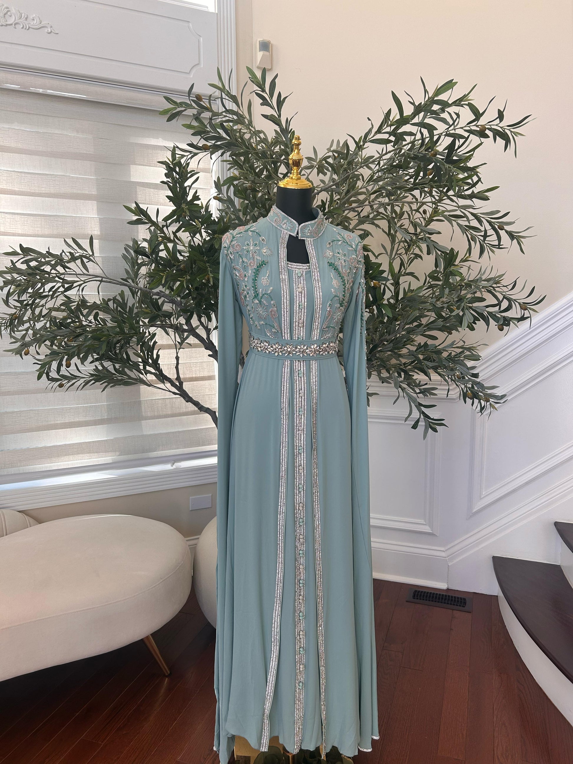 Mint Blue Rose Legacy Kuftan