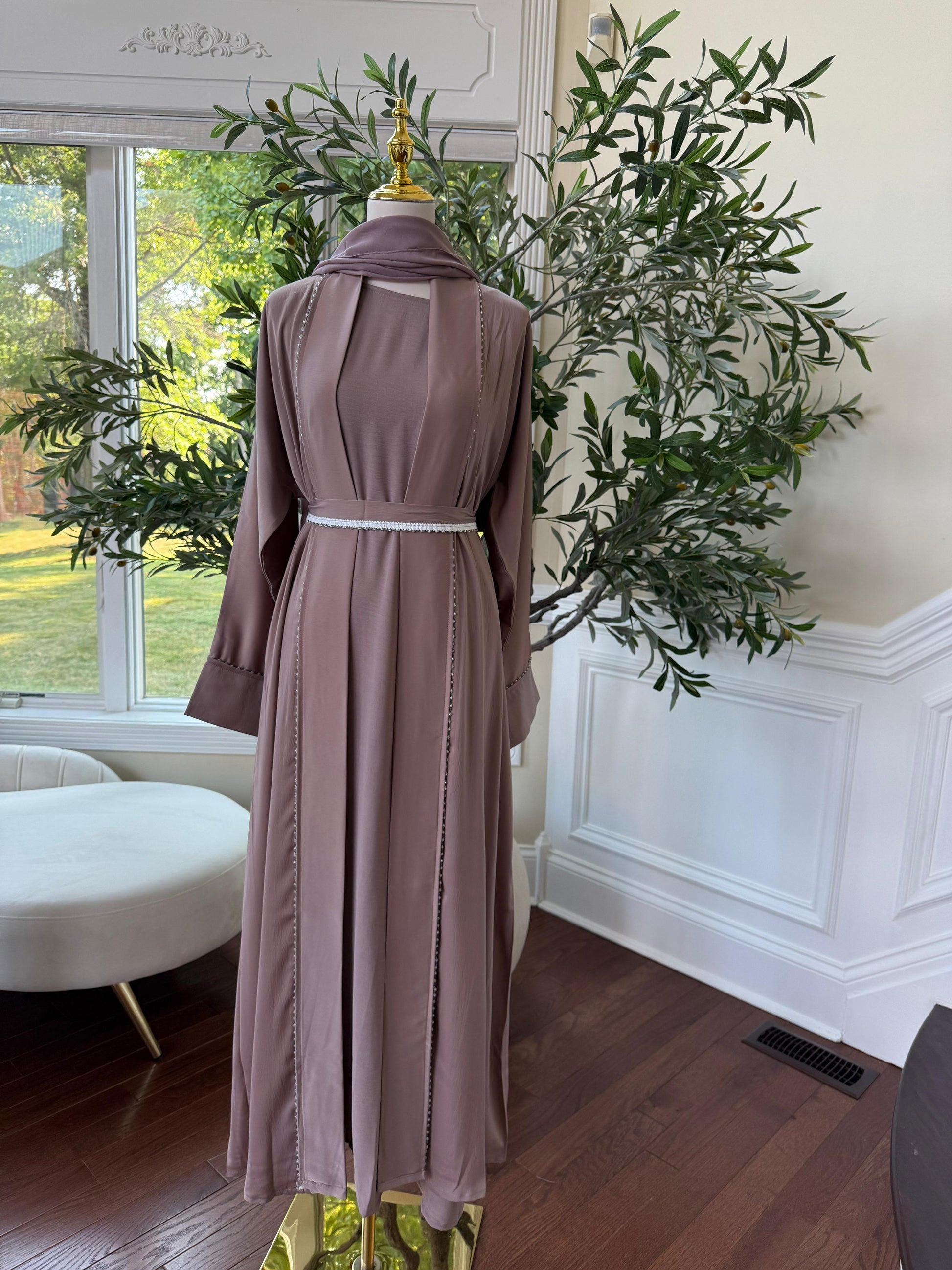Light Muave Cardigan Abaya