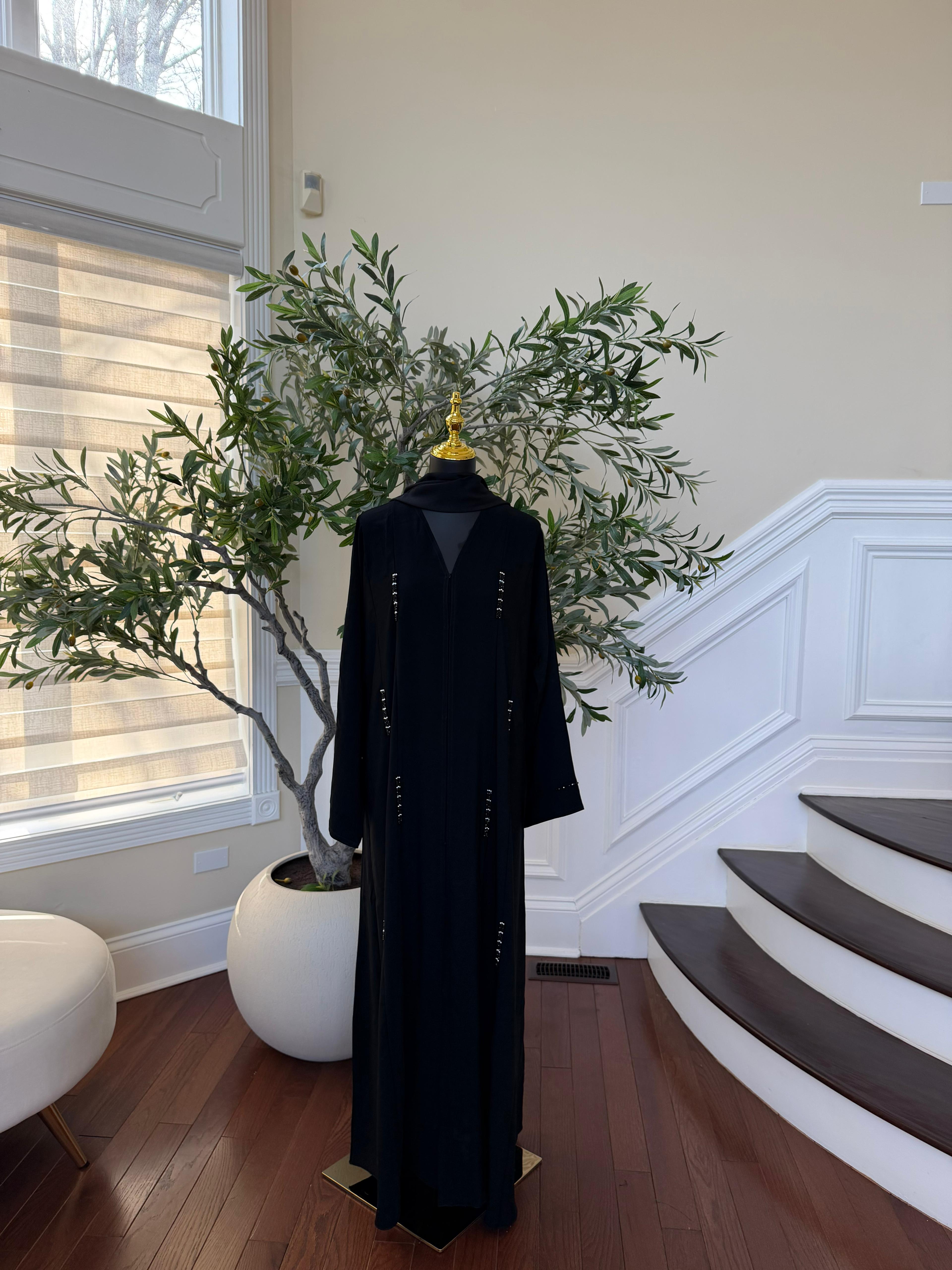 Black Beaded Essence Ramadan Abaya