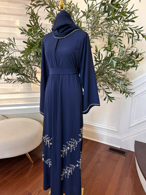 Blue Crystal Beaded Abaya
