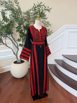 Black Embroidery Tatreez Red Heritage Thobe