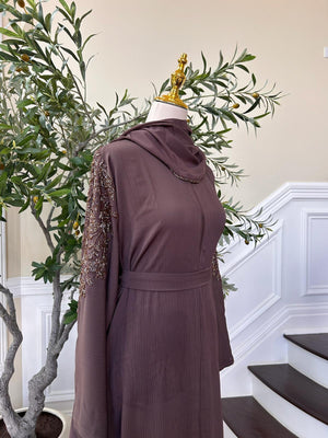 Elegant Muave Floral Design Abaya