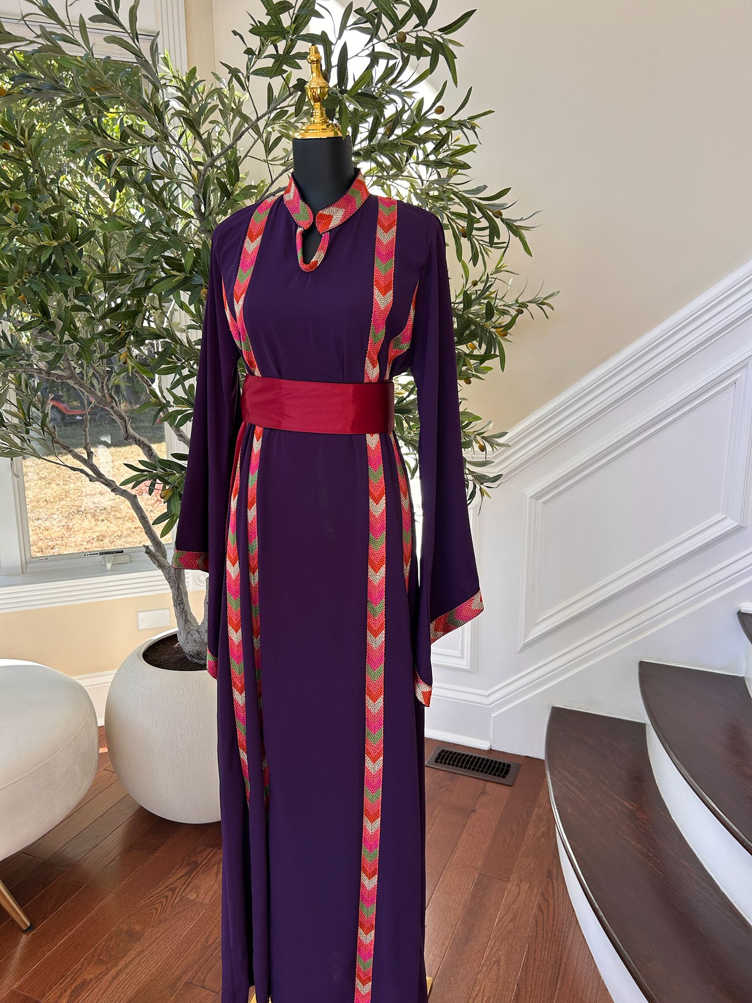 Purple Embroidery Tatreez Thobe