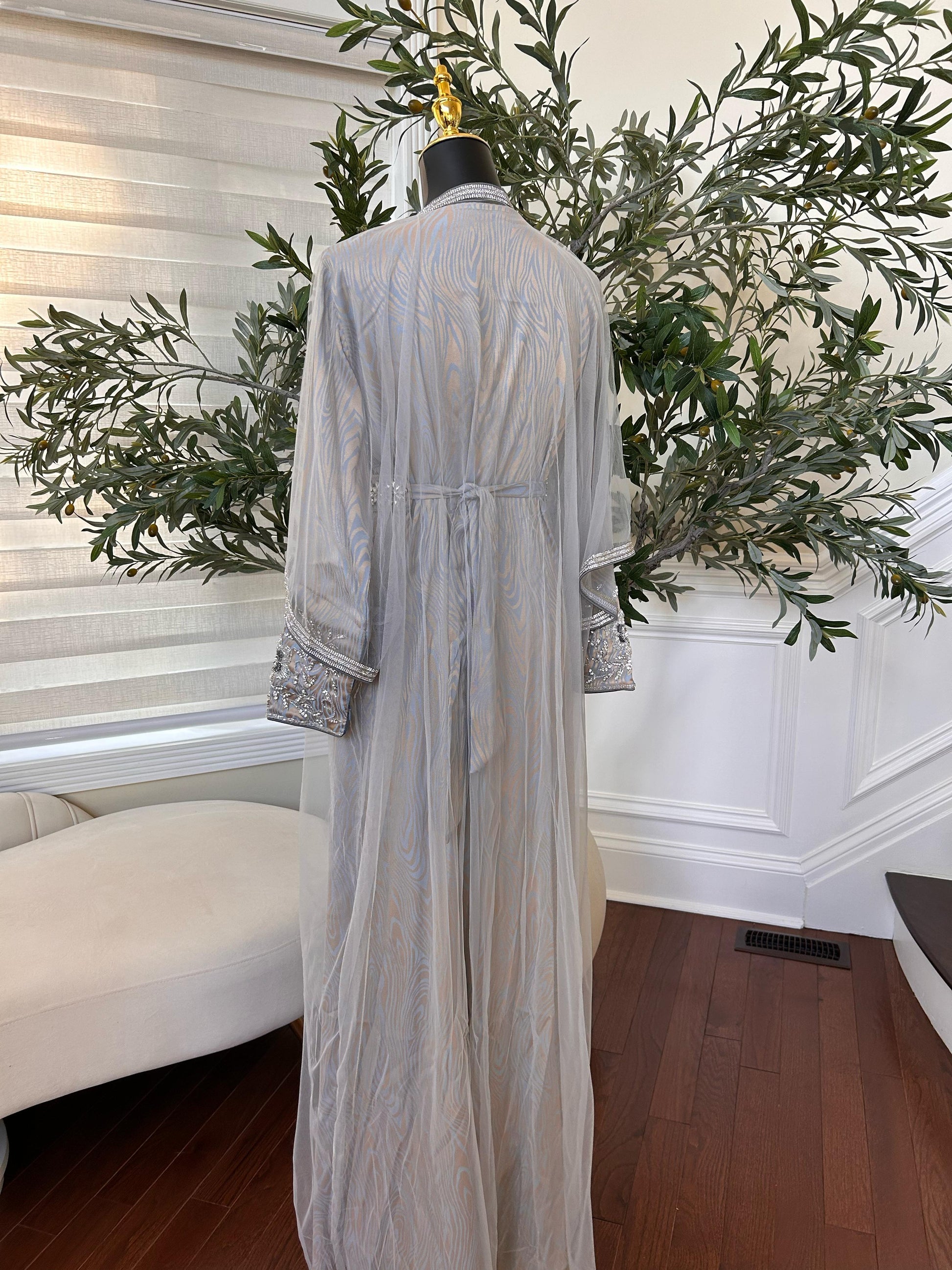 Grey Radiance Beaded Modern Kuftan