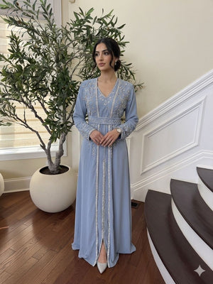 Baby Blue Beaded Two Piece Kuftan