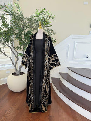 Black Serenity Velvet Cardigan Abaya