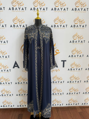 Elegant Navy Blue Tatreez Dress