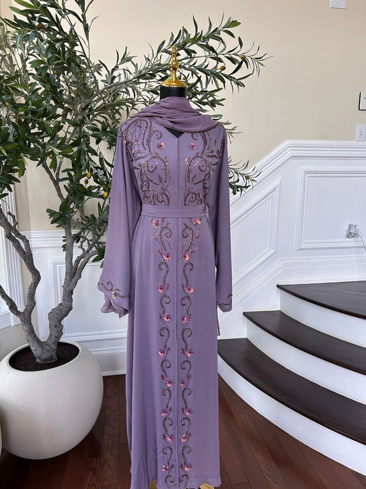 Purple Lavender Detail  Abaya