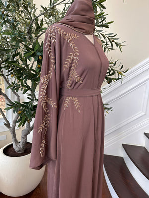 Blush Pink Floral Beaded Abaya